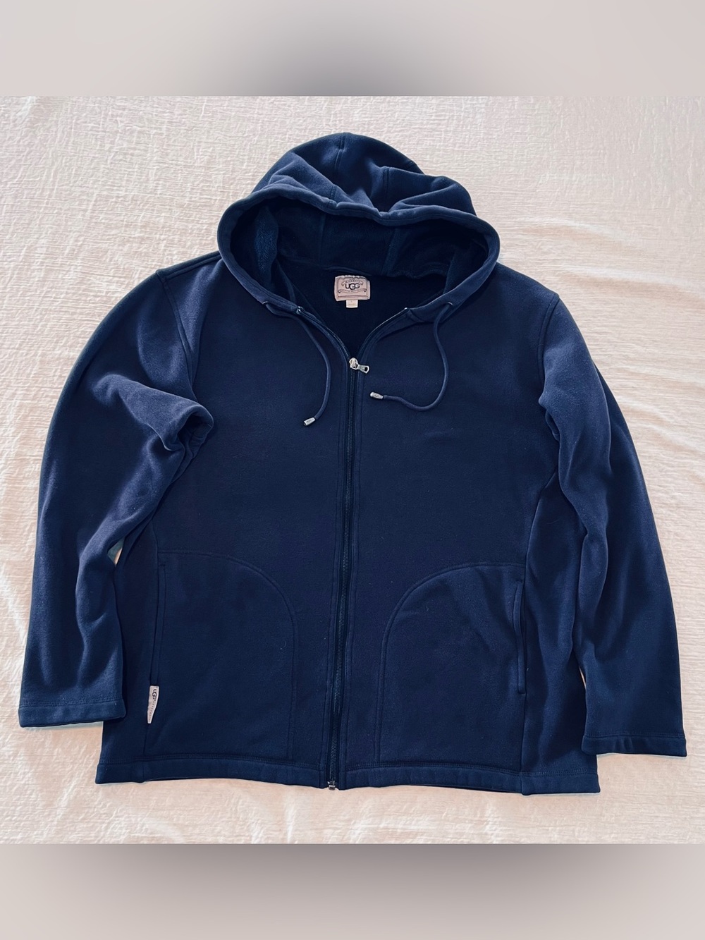 UGG Australia Navy Hooded Zip Front Fleece Jacket